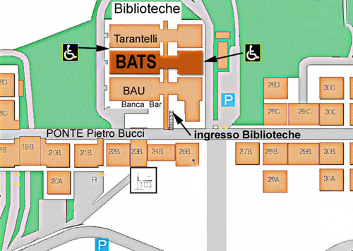 Mappa del ponte Pietro Bucci - ingresso biblioteche